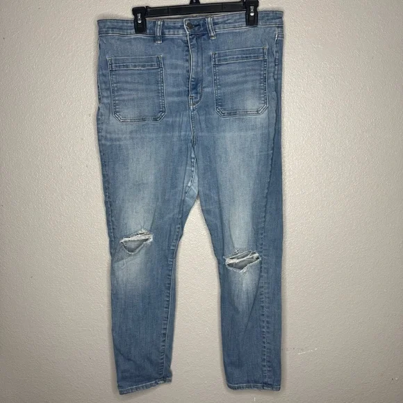 American Eagle Light Blue square pocket Jeans- 16 - Picture 1 of 7